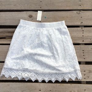 Skies Are Blue White Lace Mini Skirt